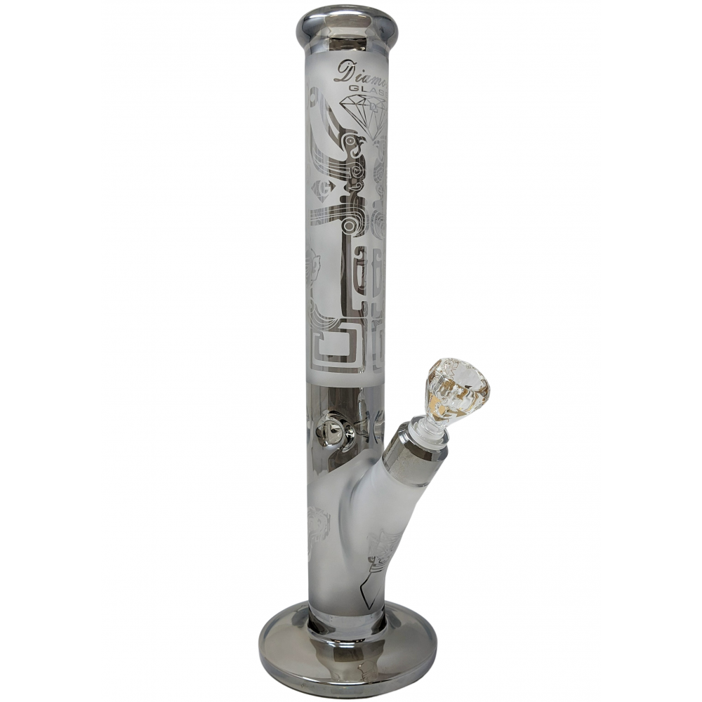 15.5" Diamond Glass Straight Cylinder Water Pipe [DGW943]